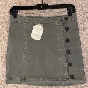 Olive green, side button up skirt